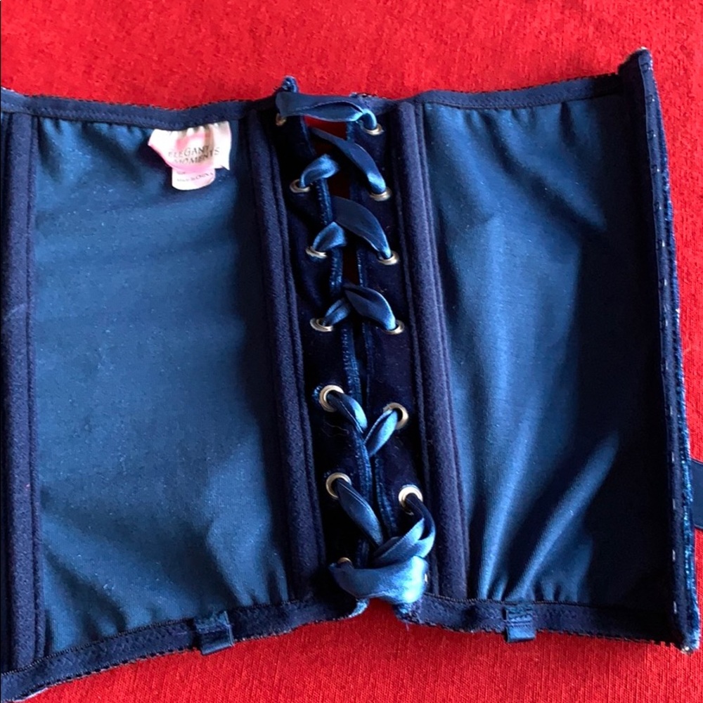Crushed blue velvet corset - Picture 4 of 6